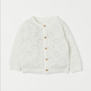 H&M 12M Heart Pointelle Cardigan